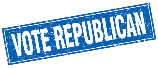 vote republican blue square grunge stamp on white