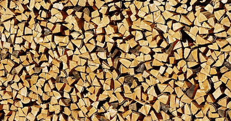 Neatly stacked firewood