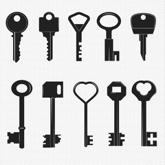 Vector key icon, logo for projects, invitations, cards. Keys illustration