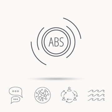 ABS icon. Brakes antilock system sign.