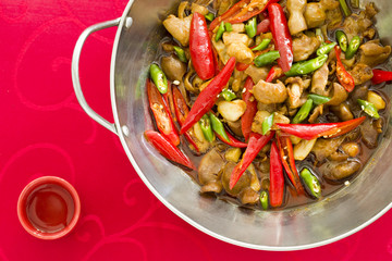 Chinese cuisine griddle pork intestines