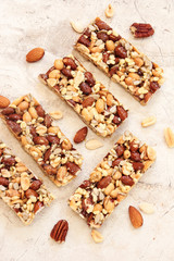 Granola bars overhead view