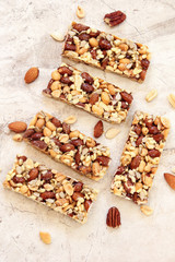 Granola bars overhead view