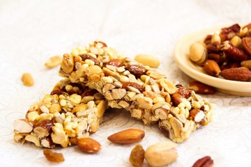 Granola bars, selective focus
