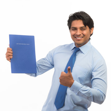 Netter Chef freut sich &uuml;ber gute Bewerbung