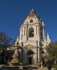Historical Pasadena city hall in sunset time