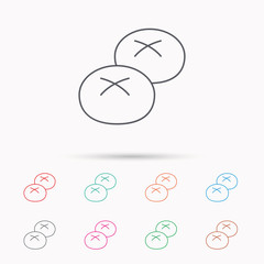 Bread rolls or buns icon. Natural food sign.