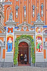 Fragment of the House of Blackheads in the Old city of Riga in Latvia