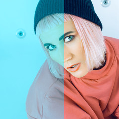 Lady  with stylish colored hair