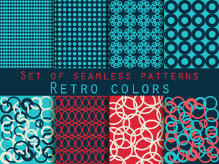 Set of seamless patterns. Words related to Valentine's Day. Vector.