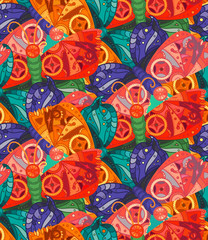 Steampunk butterfly seamless pattern