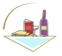 Seder Table Icon - Stylized icon of Passover Seder table with Passover items. Eps10