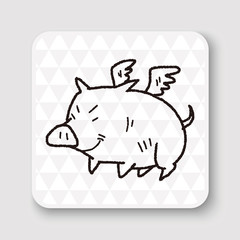 flying pig doodle