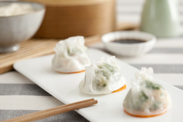 Traditional Chinese breakfast shrimp dumplings