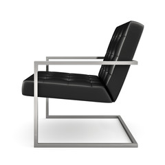 Black modern armchair isolated on white background 3D rendering
