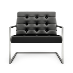 Black modern armchair isolated on white background 3D rendering