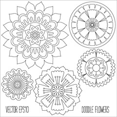 Doodle flowers set