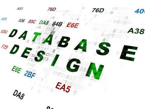 Software concept: Database Design on Digital background