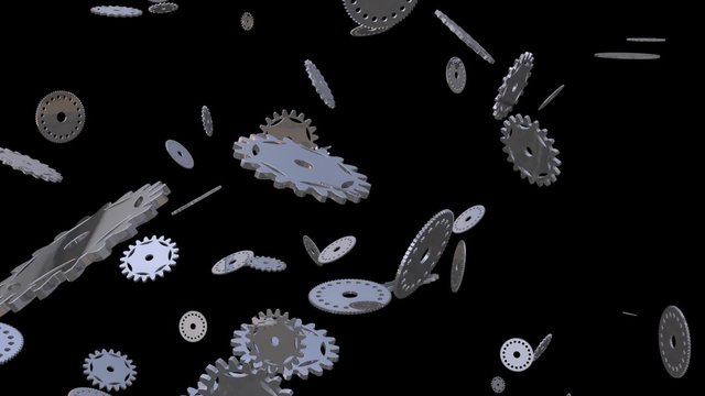 Falling gears with alpha loop 3D GEARS is an Ideal for Science fiction movies, TV shows,intro, news, commercials, retro, fantasy, steampunk related projects