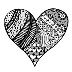 hearts in zentangle style