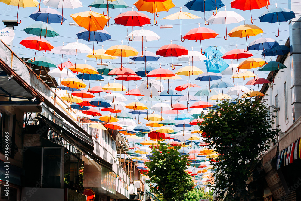 Wall mural umbrellas in the sky of antalya