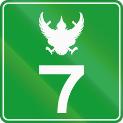 Road shield of a free section of Thailand motorway