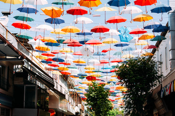 Fototapeta na wymiar Umbrellas in the sky of Antalya