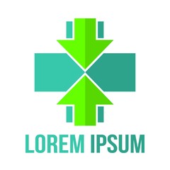 Medical Pharmacy Logo With Green Arrows