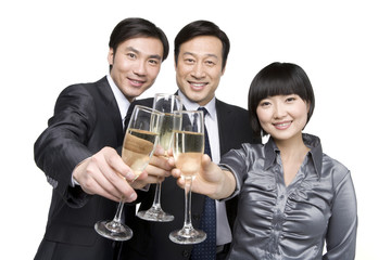 Business team toasting with champagne