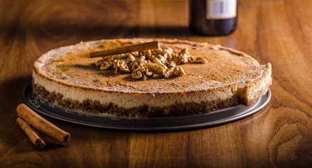 Walnut cheesecake with cinnamon