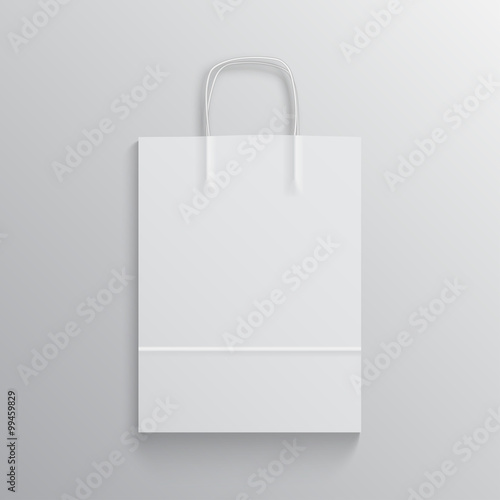 Download "White paper bag mockup with handles on grey background ...
