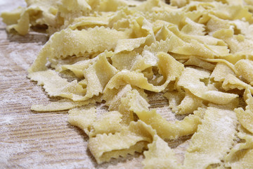 homemade fresh pasta closeup