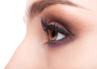 Fototapeta na wymiar emale eye zone and brows with day makeup