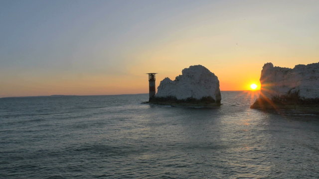 Aerial Isle of Wight Needles UK Drone Lighthouse Helipad 