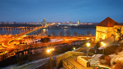 Obraz premium River Danube in the center of Bratislava, Slovakia.