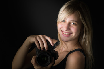  young woman with camera