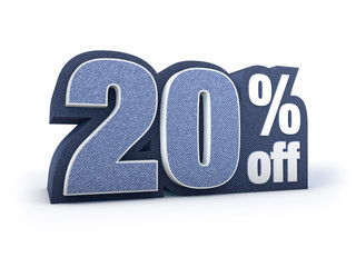 20% Preis reduziert 3d rendering in blauen Jeanslook Icon