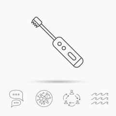 Electric toothbrush icon. Tooth cleaning sign.