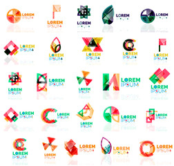Collection of colorful abstract origami logos