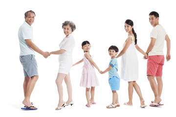 Obraz premium Happy family holding hands