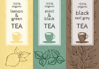 Vector set of templates packaging tea.