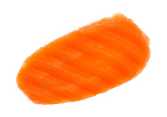Single carrot chip isolated on a white background
