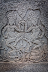 Fototapeta na wymiar Bas relief in Banteay Srei, Cambodia