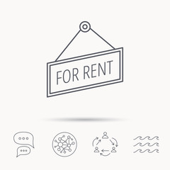 For rent icon. Advertising banner tag sign.