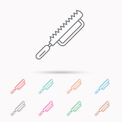 Fretsaw icon. Carpenter work tool sign.