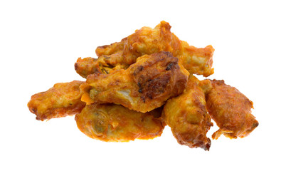 Serving of chicken wings on a white background