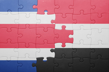 puzzle with the national flag of costa rica and yemen