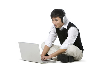 Schoolboy on the computer