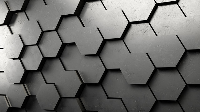 3D Hexagon Hintergrund aus Metall