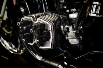 motorcycle engine being repaired
